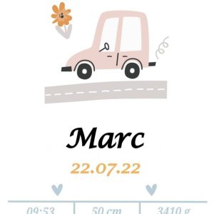 Affiche de naissance belle voiture