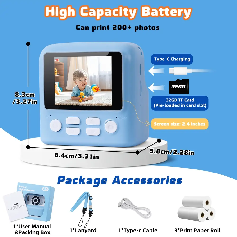Appareil photo instantané pour enfants avec vidéo 1080P – cadeau ludique éducatif – Image 4