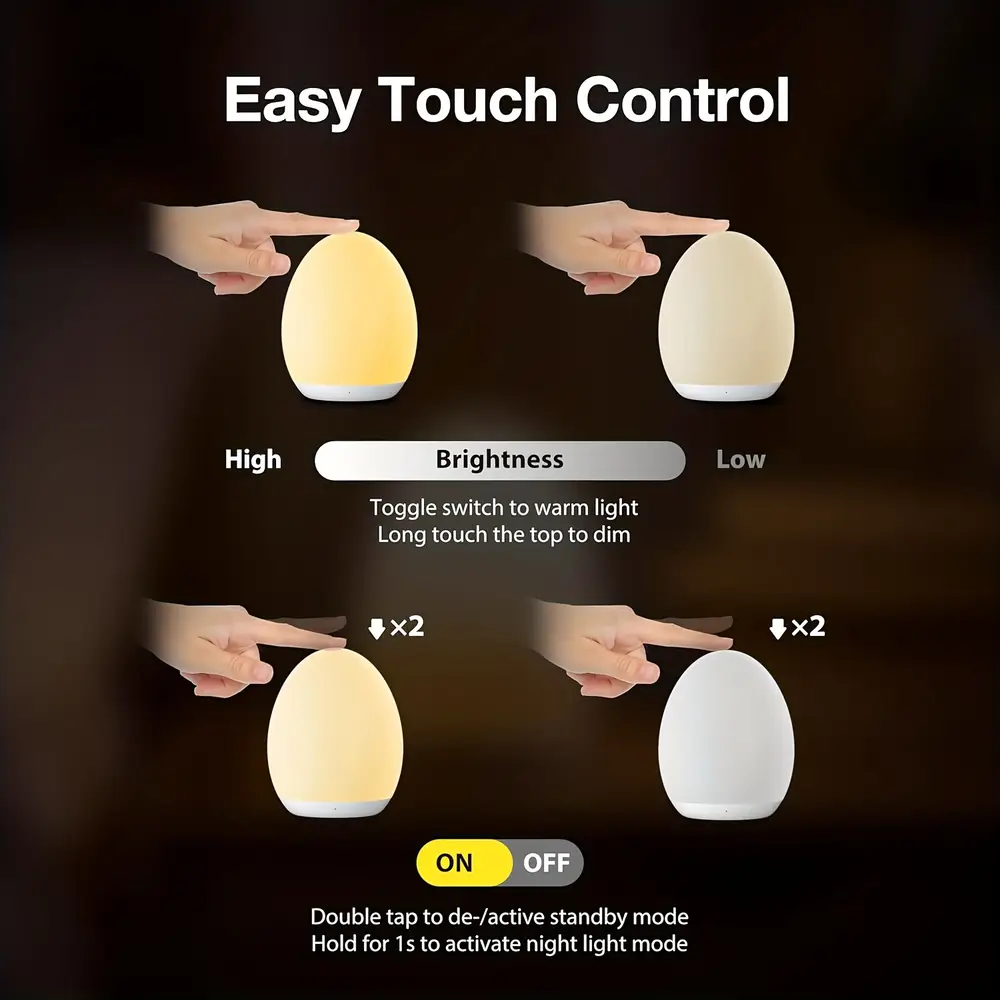 Veilleuse œuf enfant avec port USB – 7 couleurs et intensité réglable – Image 5