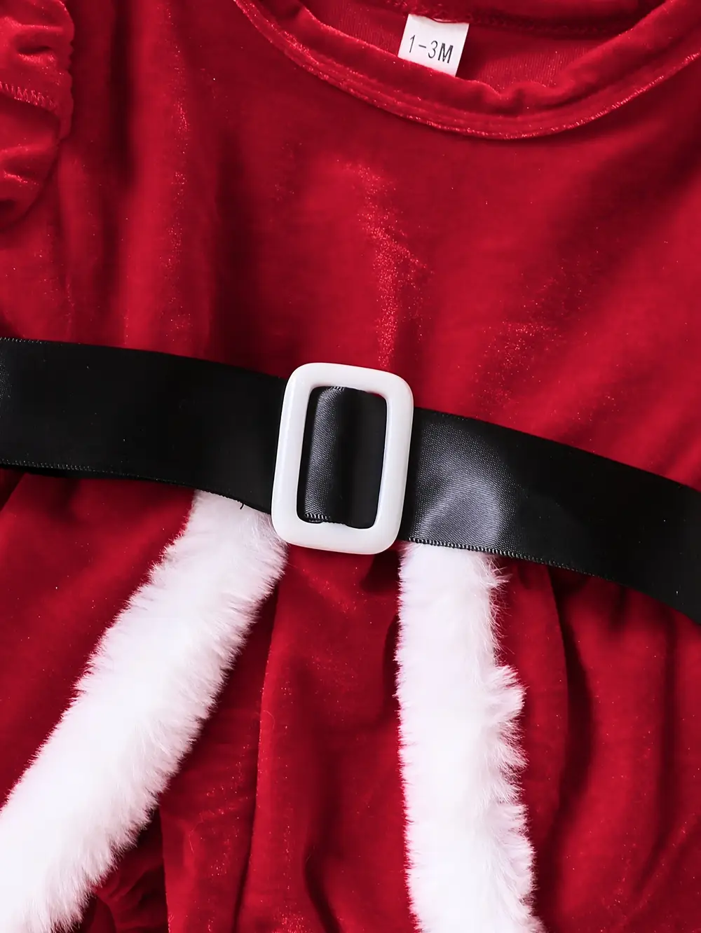 Robe bébé Noël en peluche chaude avec manches longues et bonnet assorti – Image 5