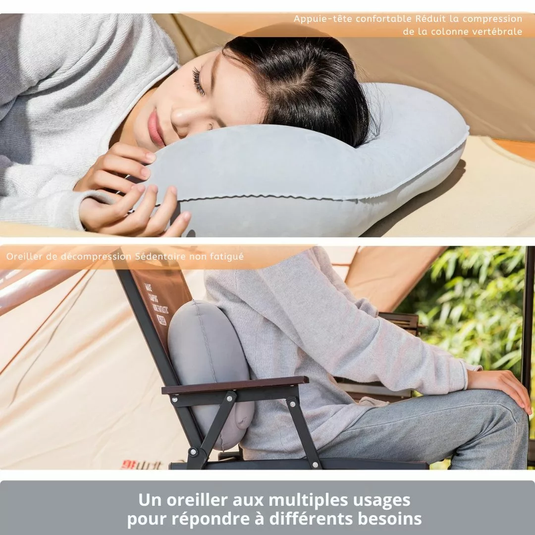 Appui-tête gonflable pour tente de camping – Confort ergonomique ultra-léger pour nuits réparatrices en pleine nature – Image 2