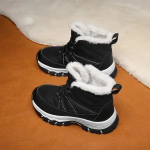 Bottes de neige enfant mi-hautes à lacets – doublure polaire chaude antidérapante