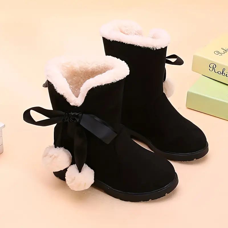 Bottes de neige fille fourrées polaire – fermeture zip, semelle PVC antidérapante – Image 8