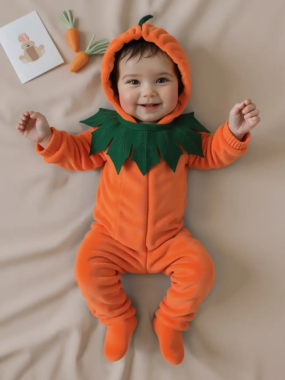 Déguisement bébé citrouille Halloween – combinaison à capuche douce et mignonne – Image 7
