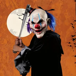 Masque de clown effrayant en latex pour Halloween – accessoire de déguisement