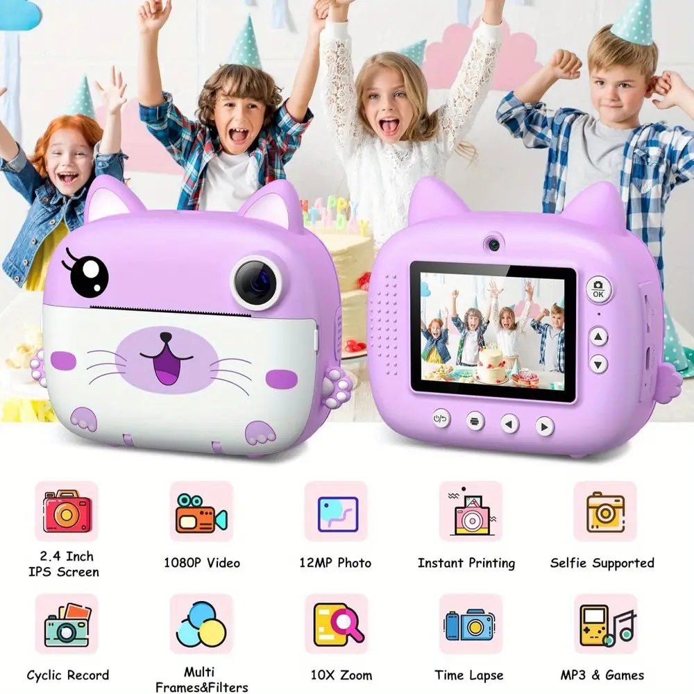Appareil photo instantané enfant avec selfie et impression thermique – 32 Go inclus – Image 5