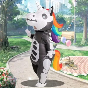 Costume gonflable adulte squelette chevauchant licorne – déguisement original Halloween