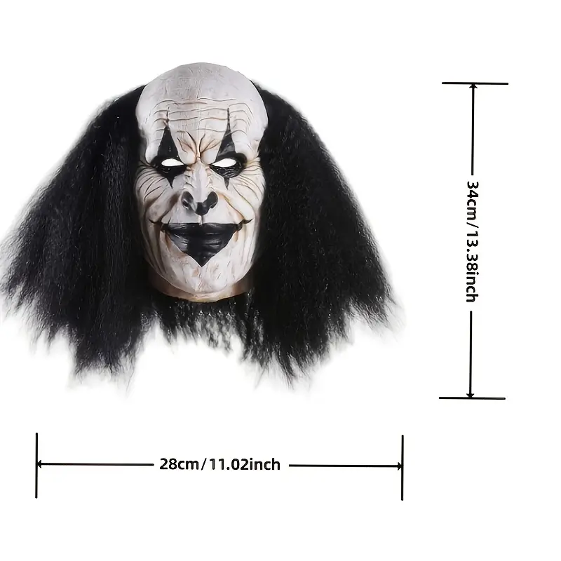 Masque de clown tueur en latex réaliste avec perruque bouclée – Halloween horreur – Image 4