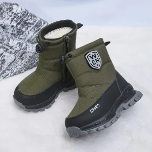 Bottes de neige enfant doublées polaire – tige nylon et semelle antidérapante