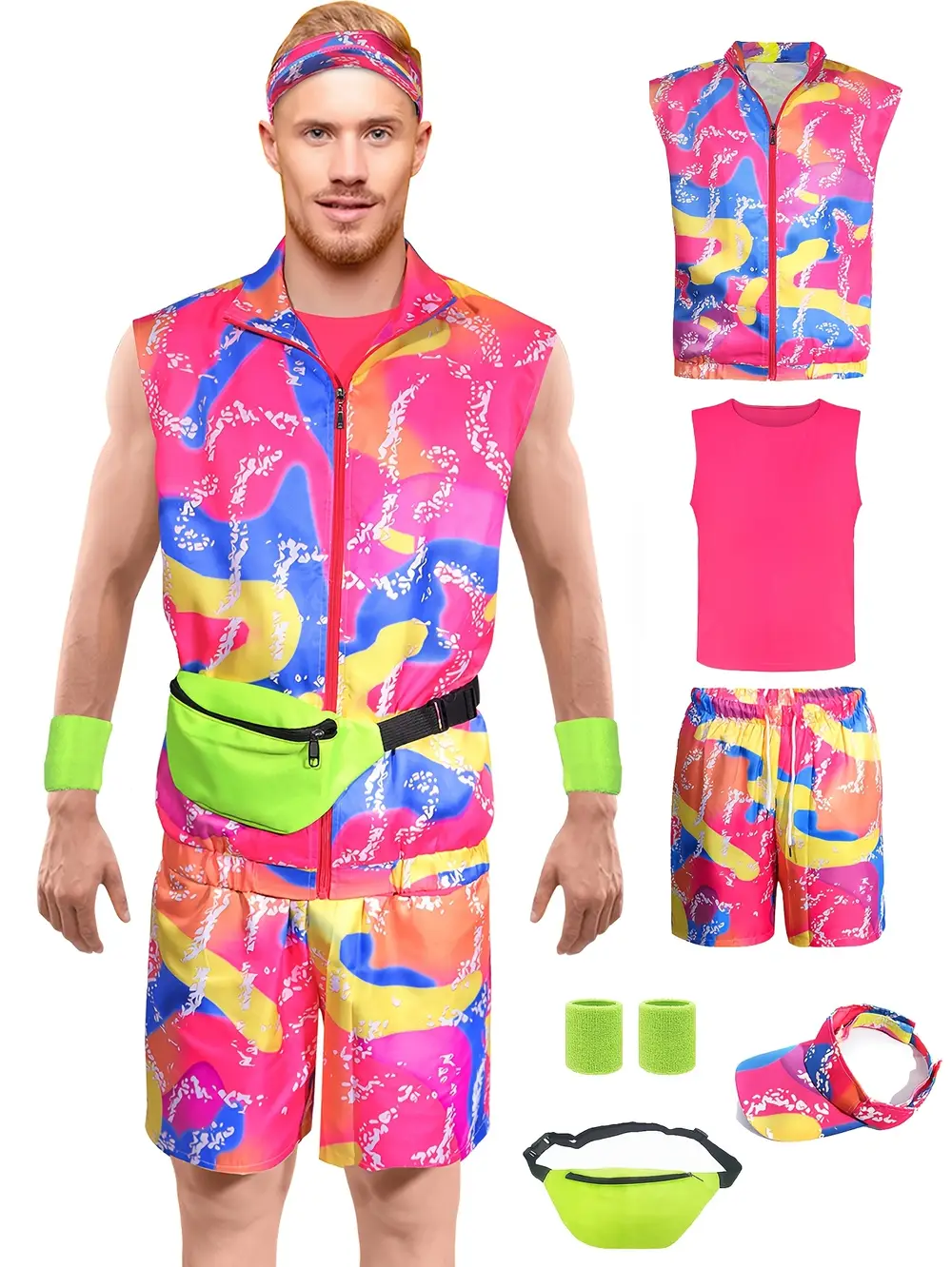 Déguisement homme vintage années 80 – tenue sport rétro avec accessoires complets