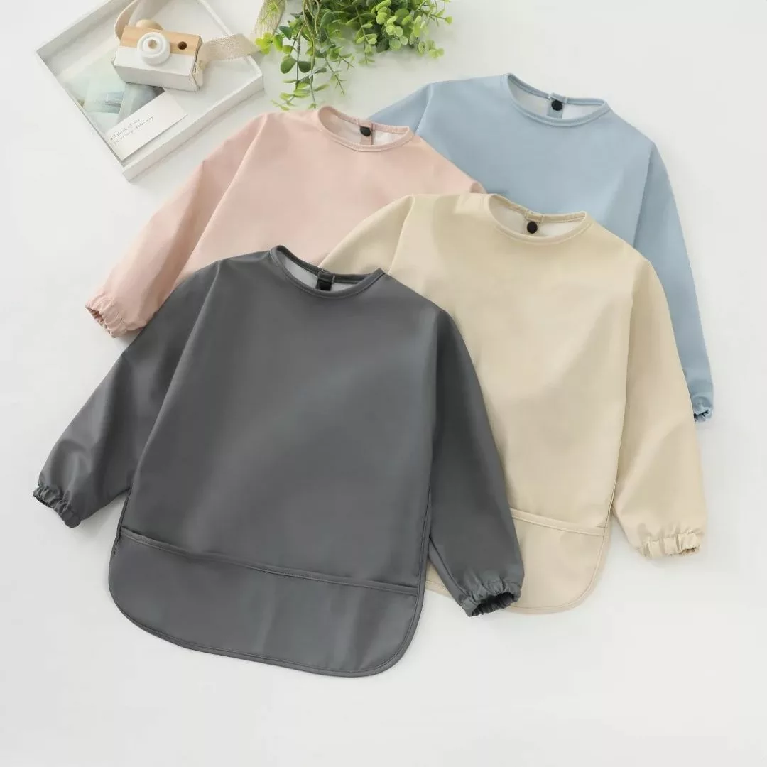 Bavoir manche longue bébé – Protection anti-taches & manches étanches pour repas sans stress