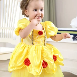Robe bébé fille Halloween en tulle et dentelle florale 3D – look féerique
