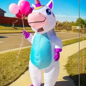 Costume gonflable licorne adulte – design pastel mignon idéal fêtes et Halloween