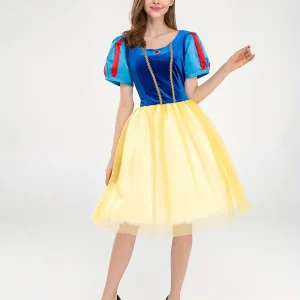 Costume de princesse Blanche-Neige scintillant avec accessoire de coiffure cosplay