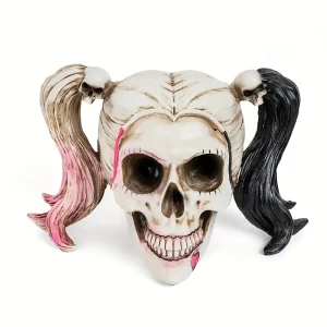 Accessoire tête de crâne en résine avec cornes – décoration Halloween réaliste