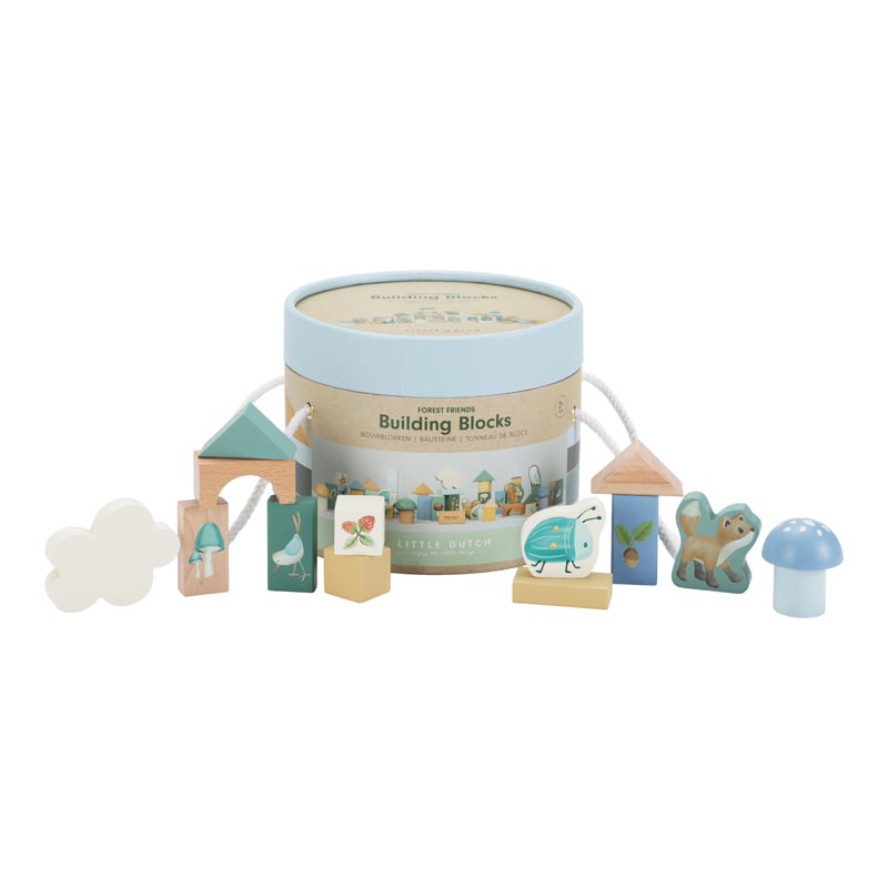 Tonneau de Blocs de construction en bois Forest Friends, Little Dutch
