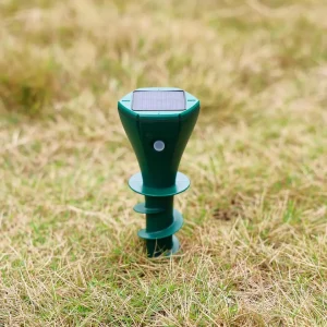 Boîtier ultrason solaire contre taupes – Protection naturelle du jardin, efficace jour et nuit sans produits chimiques