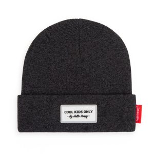 Bonnet enfant Urban Black «Cool Kids Only» noir chiné, Hello Hossy