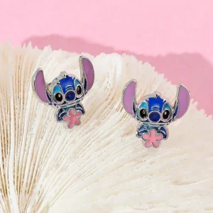 Boucle d&rsquo;oreille enfant Stitch – Bijou sécurisé et hypoallergénique pour filles – Confort et style au quotidien