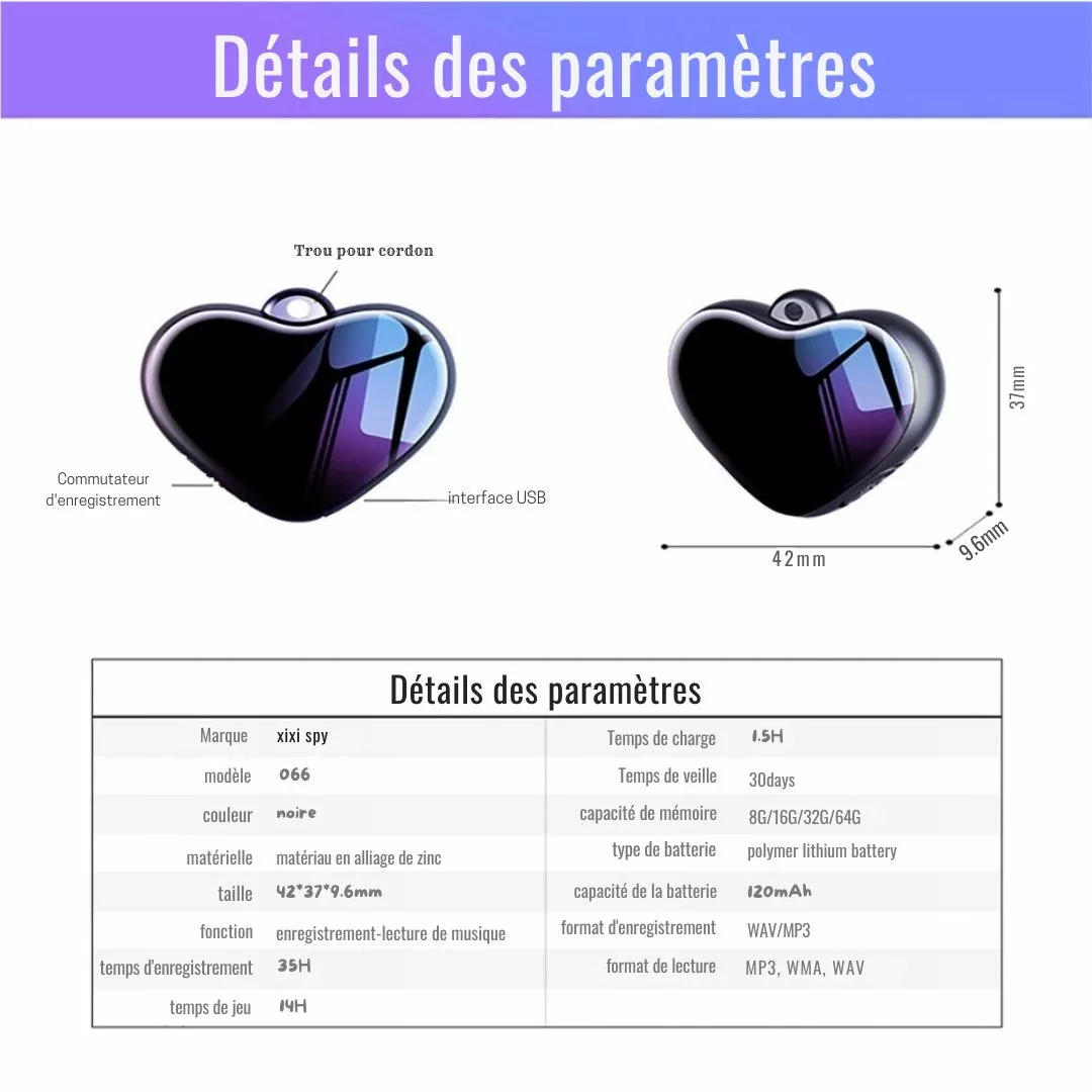 Bouton espion audio avec micro intégré – Écoute discrète en toute situation, idéal pour sécurité et surveillance clandestine – Image 4