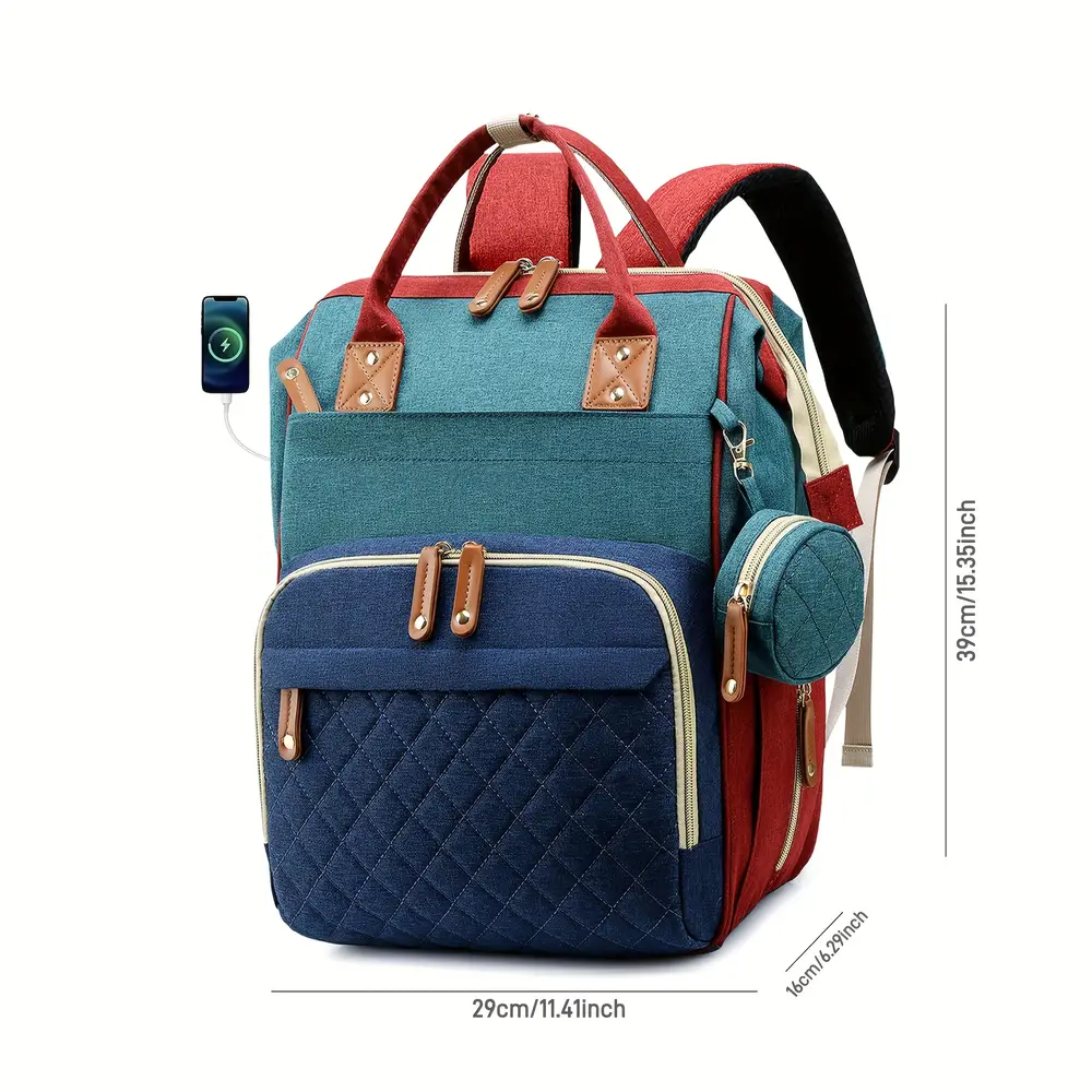 Sac à dos maman multifonction en nylon avec poche isotherme – organiseur couches – Image 5