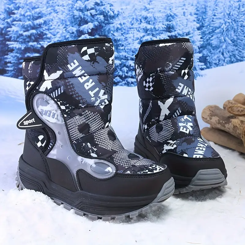 Bottes de neige enfant imperméables à motifs – doublées chaud pour l’hiver – Image 2