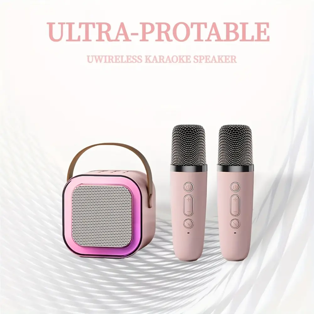 Karaoké portable avec 2 micros filaires – mini système audio tout-en-un – Image 2
