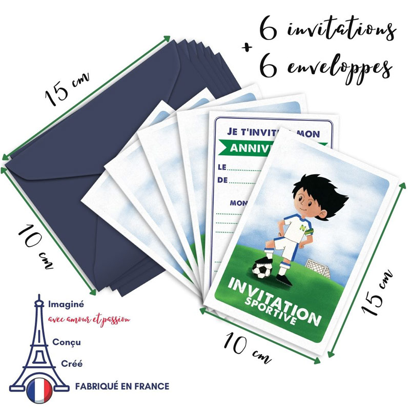 Invitations sportives « Football » et enveloppes, Ticky Tacky – Image 3