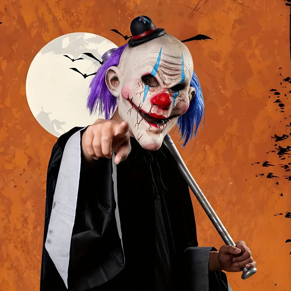 Masque de clown effrayant en latex pour Halloween – accessoire de déguisement – Image 2