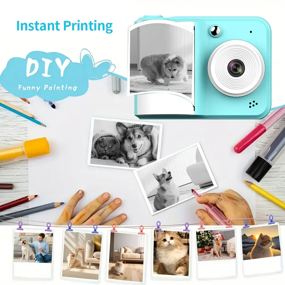 Appareil photo instantané enfant numérique – double objectif, carte SD incluse – Image 6