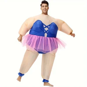 Costume gonflable sumo violet – déguisement humoristique pour Halloween et spectacle