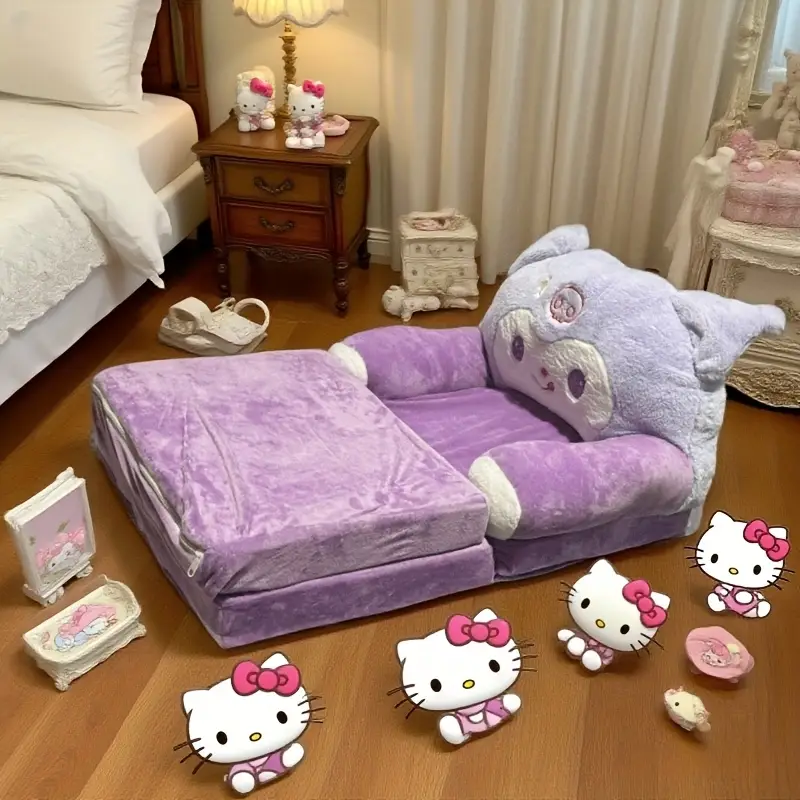 Canapé-lit pliable en peluche Kuromi – tapis tatami doux design kawaii – Image 4
