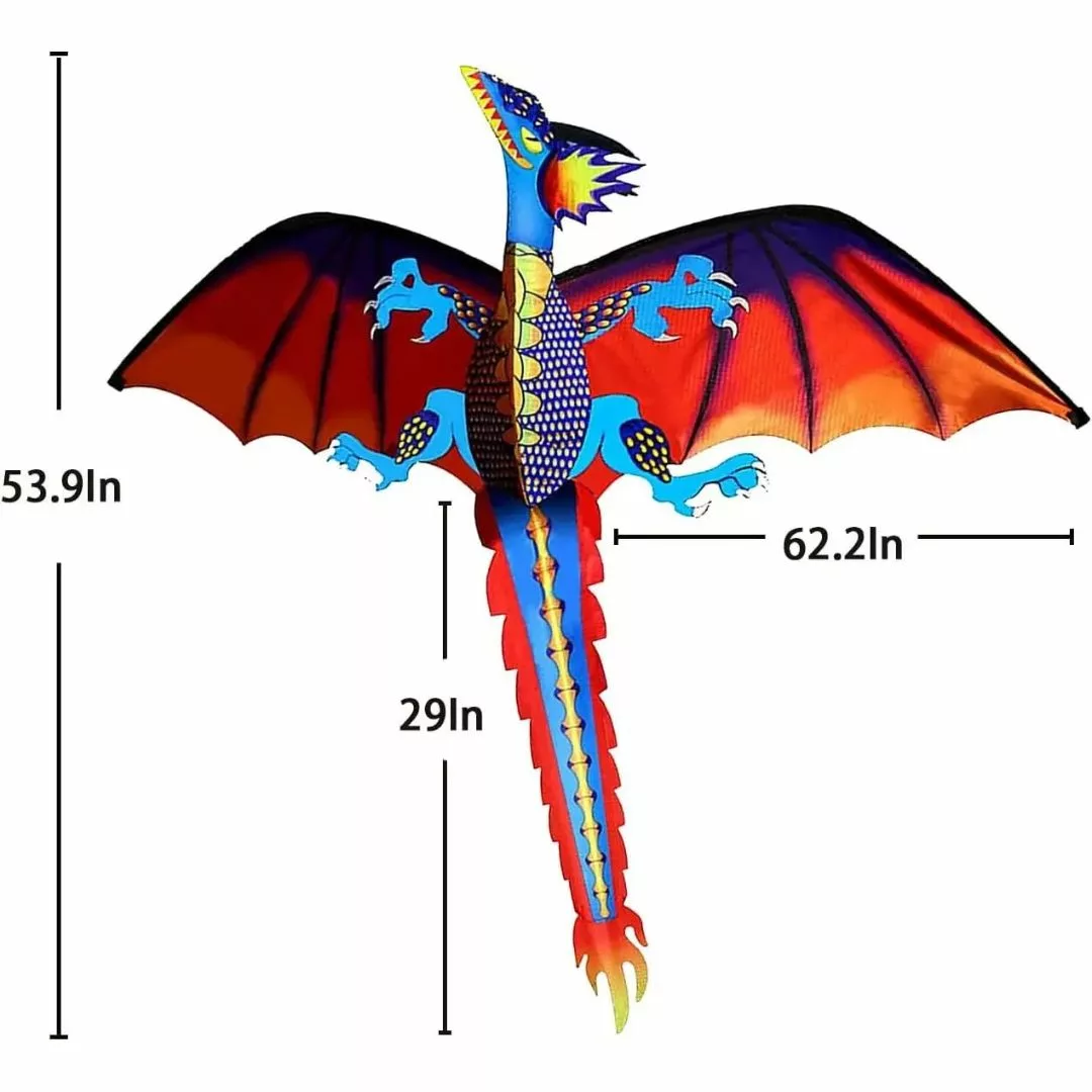 Cerf-volant dragon – Grand format volant facile à manier – Idéal pour enfants et sorties en plein air – Image 3