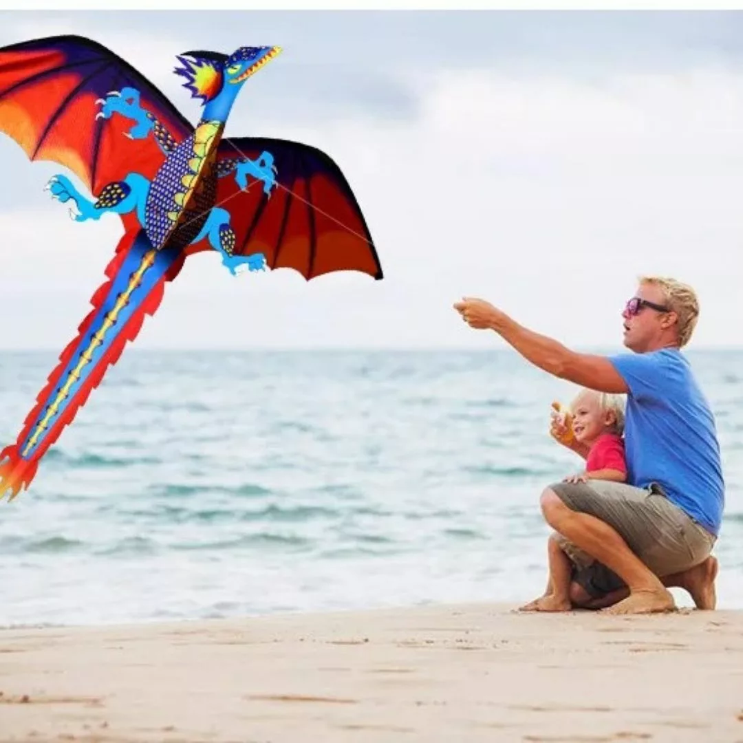 Cerf-volant dragon – Grand format volant facile à manier – Idéal pour enfants et sorties en plein air – Image 5