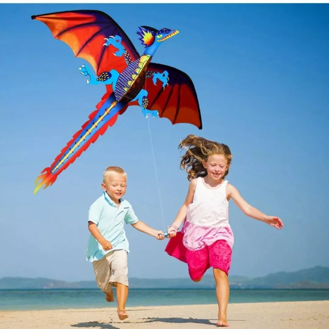 Cerf-volant dragon – Grand format volant facile à manier – Idéal pour enfants et sorties en plein air – Image 4