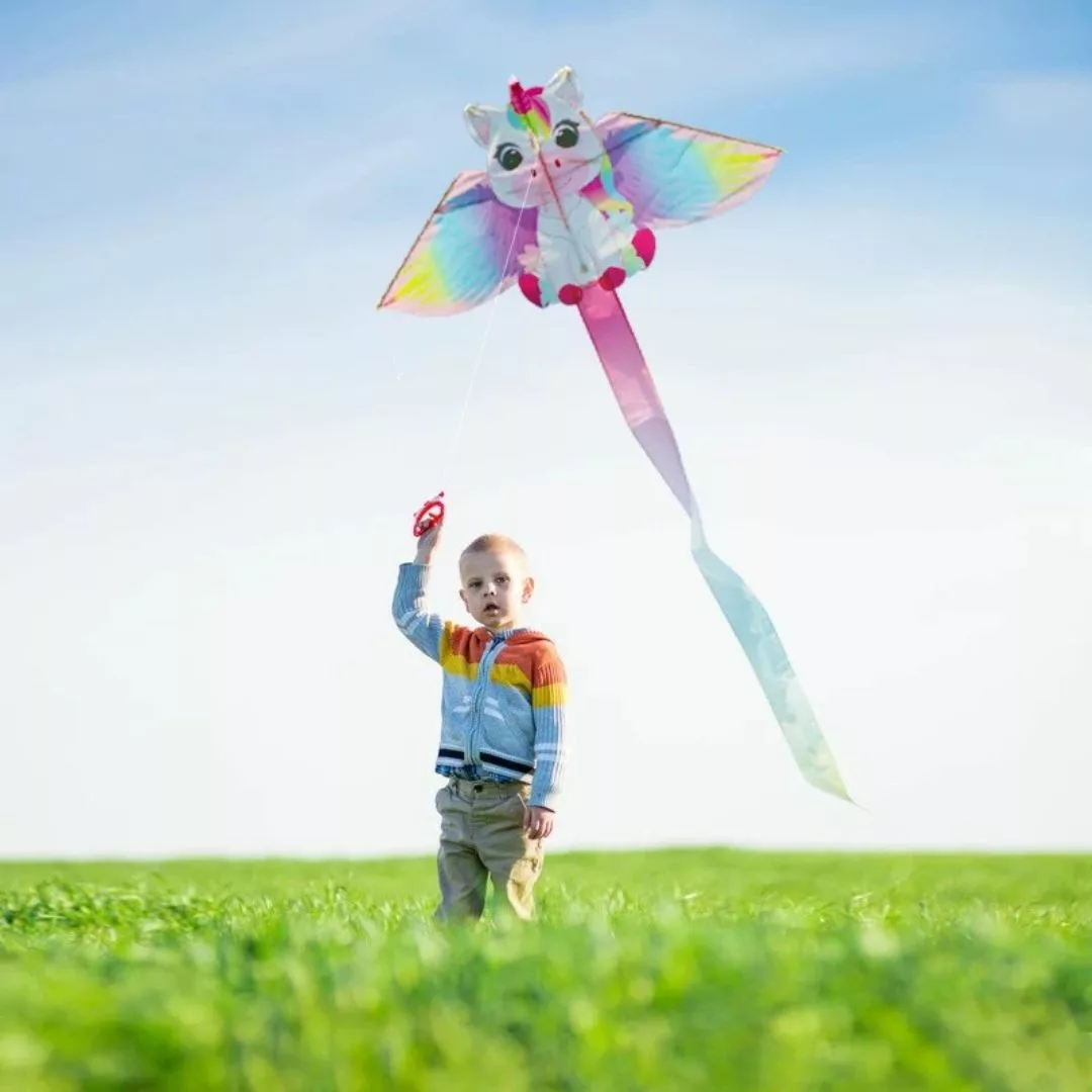 Cerf-volant licorne – Activité magique en plein air pour enfants – Facile à piloter, couleurs féeriques – Image 5