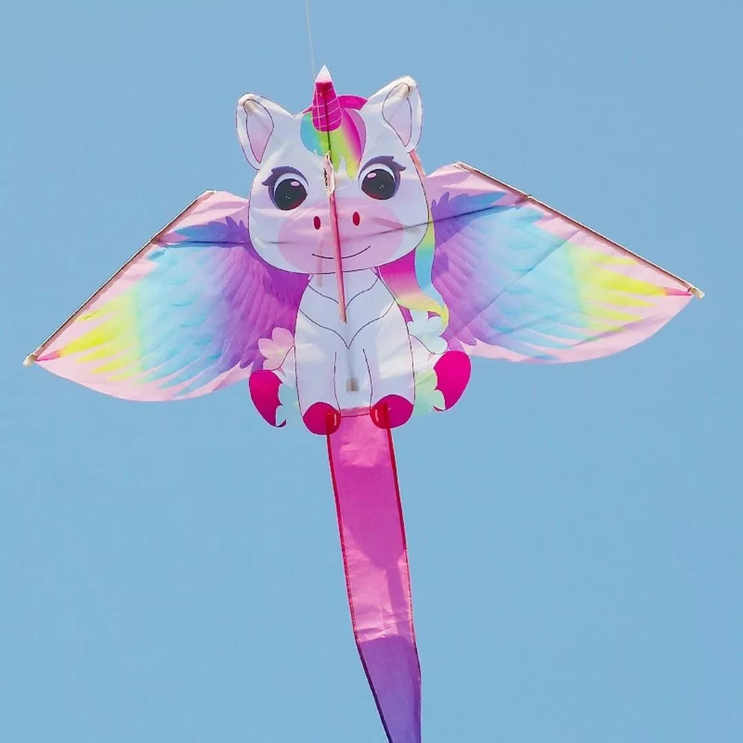 Cerf-volant licorne – Activité magique en plein air pour enfants – Facile à piloter, couleurs féeriques
