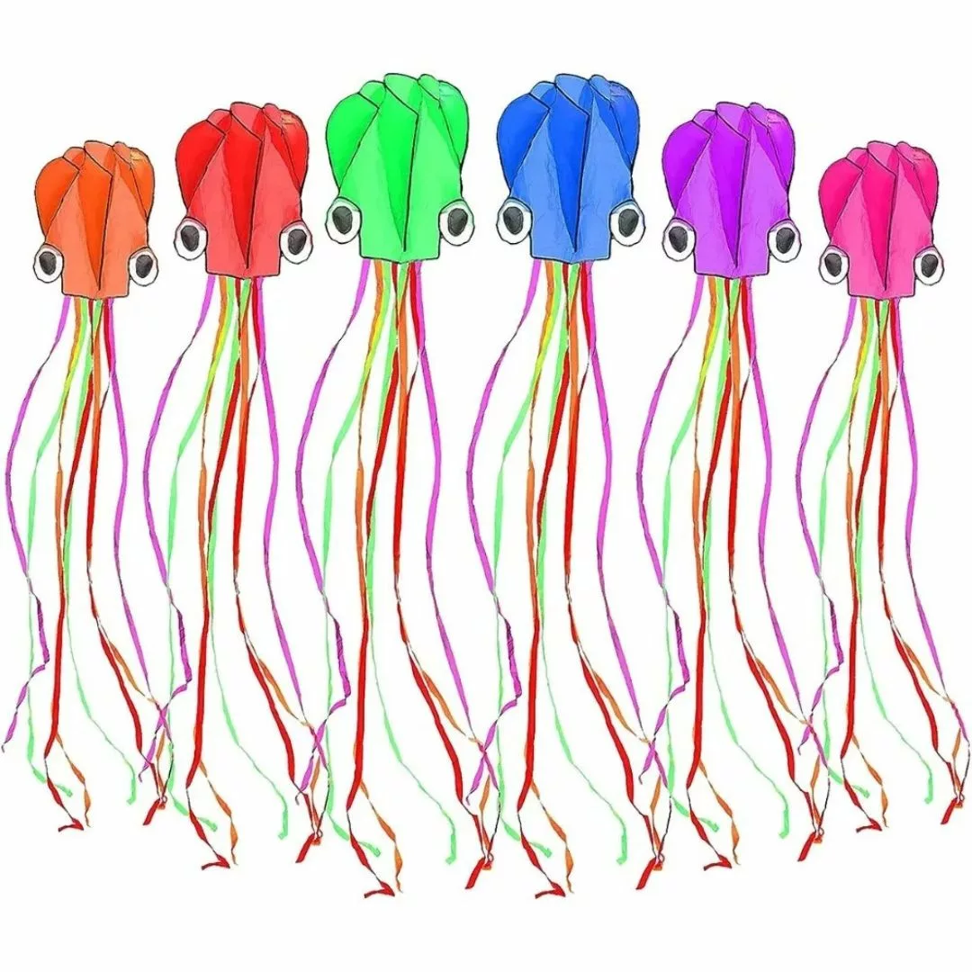 Cerf-volant pieuvre – Grand cerf-volant coloré pour enfants et adultes – Vol spectaculaire en plein air