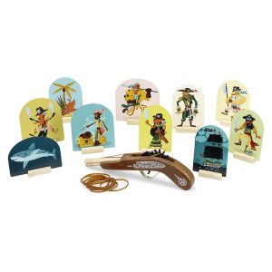 Pistolet de Pirate en bois à élastiques et cibles, Vilac