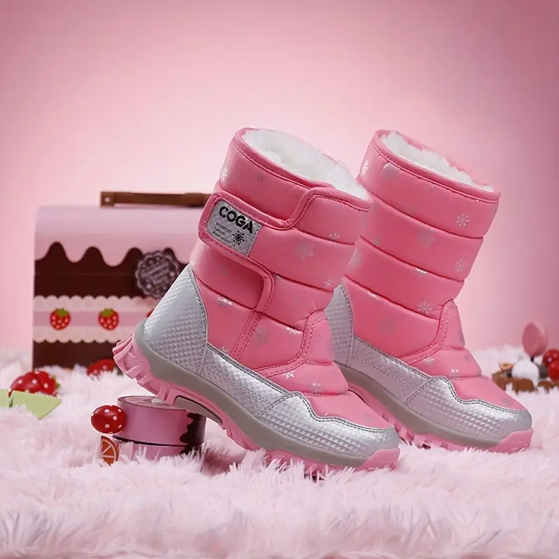 Bottes de neige enfant imperméables avec doublure chaude et motif flocon – Image 5