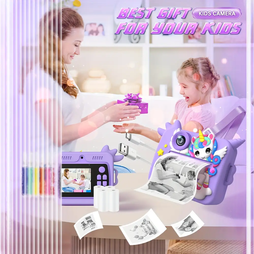 Appareil photo instantané enfant HD 1080p – caméra jouet avec impression photo – Image 7