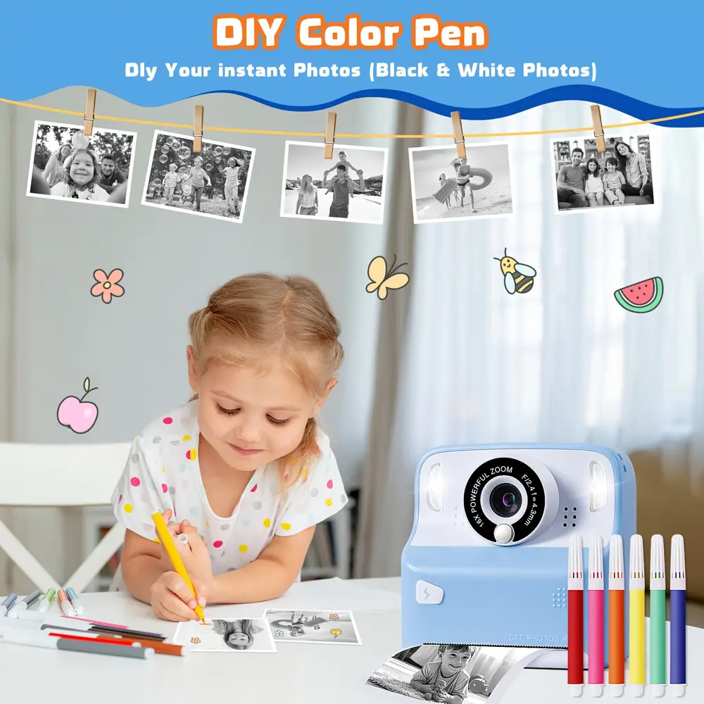 Appareil photo instantané pour enfants avec vidéo 1080P – cadeau ludique éducatif – Image 3