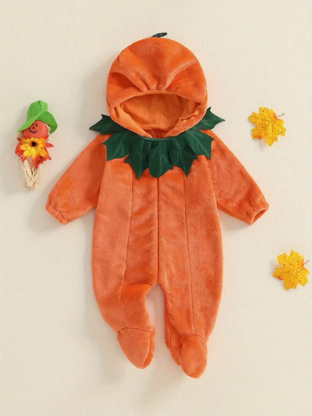 Déguisement bébé citrouille Halloween – combinaison à capuche douce et mignonne – Image 6