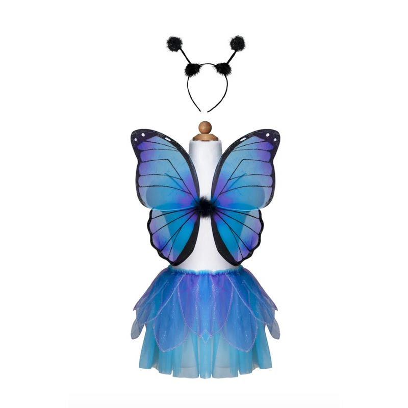 Set Papillon Bleu de Minuit, jupe tutu + Ailes + serre-tête, Great Pretenders