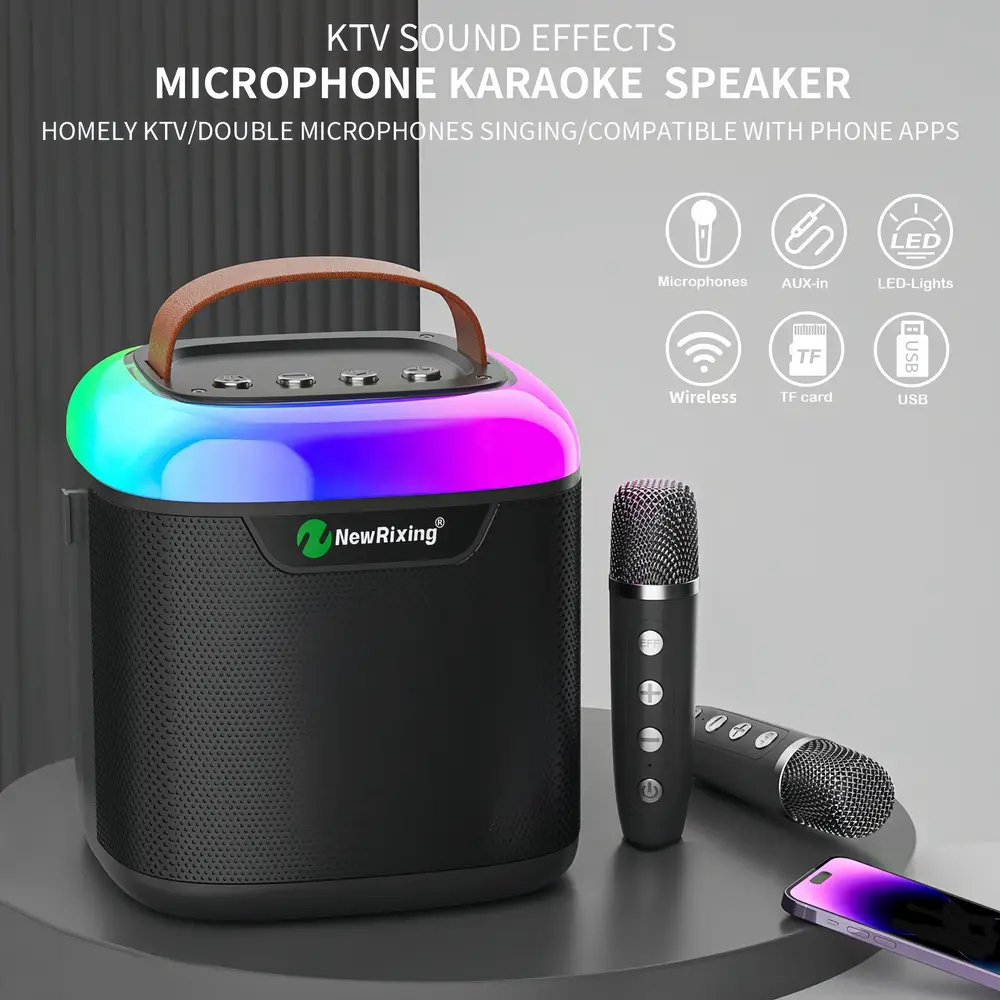 Machine karaoké sans fil avec 2 micros – rechargeable, portable et puissante – Image 7