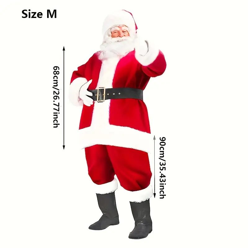 Costume Père Noël 8 pièces pour adulte – tenue traditionnelle luxe pour fête – Image 2