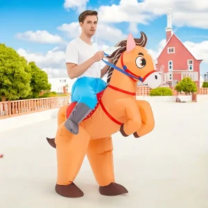 Costume gonflable cheval cartoon en polyester – déguisement drôle Halloween