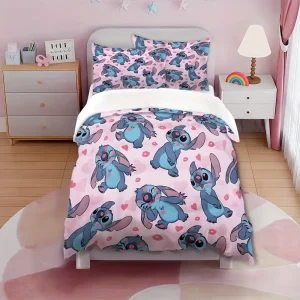 Parure de lit Lilo & Stitch 3 pièces – motif Disney enfant – coton doux
