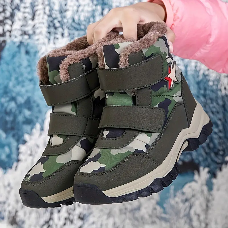 Bottes de neige enfant camouflage imperméables – doublure chaude hiver – Image 3