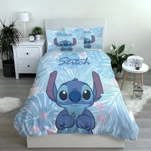 Parure de lit 3 pièces Lilo & Stitch – housse de couette imprimée dessin animé